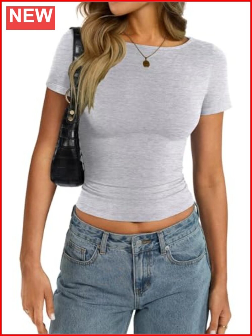 Womens Cotton Short Sleeve Boat Neck Fitted Crop Top